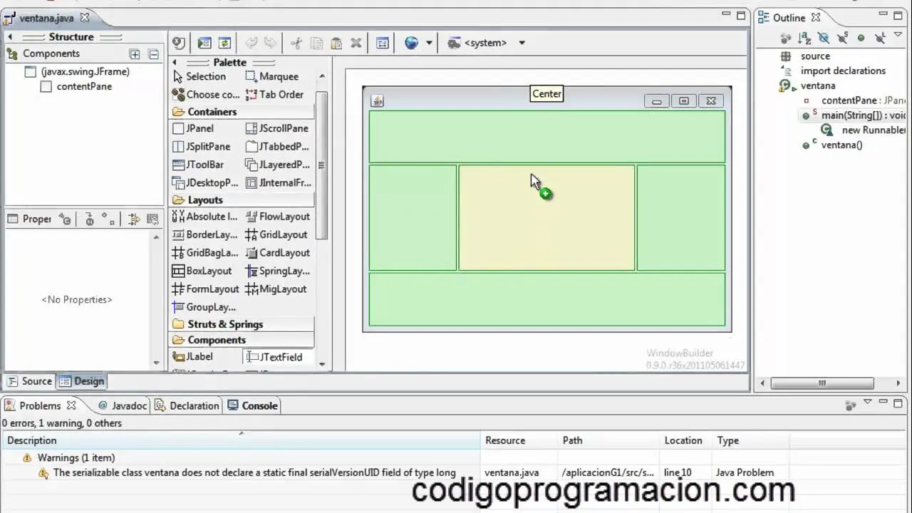 interfaz grafica eclipse - Cómo abrir el design en Eclipse