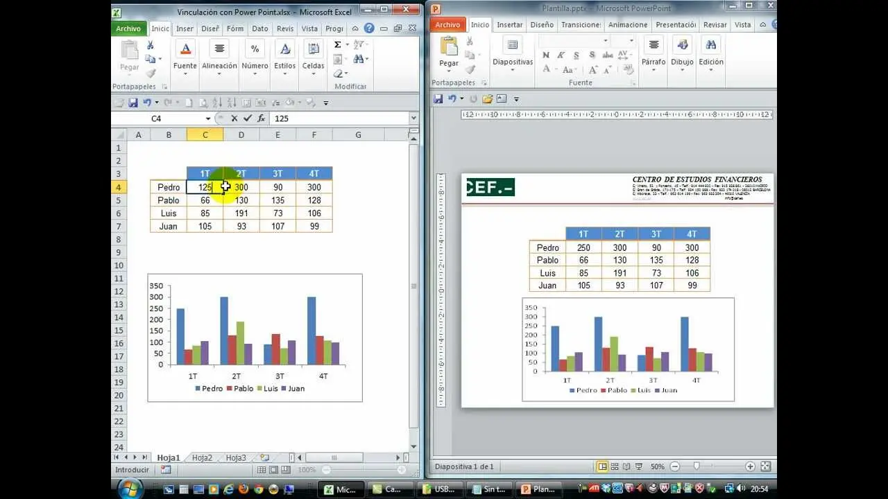 como vincular una grafica de excel a powerpoint - Cómo actualizar un gráfico vinculado en PowerPoint