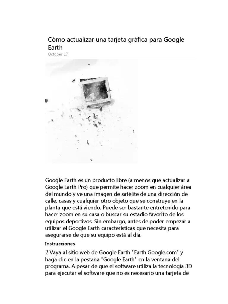 actualizar la tarjeta grafica google earth pro - Cómo actualizo mi Google Earth Pro