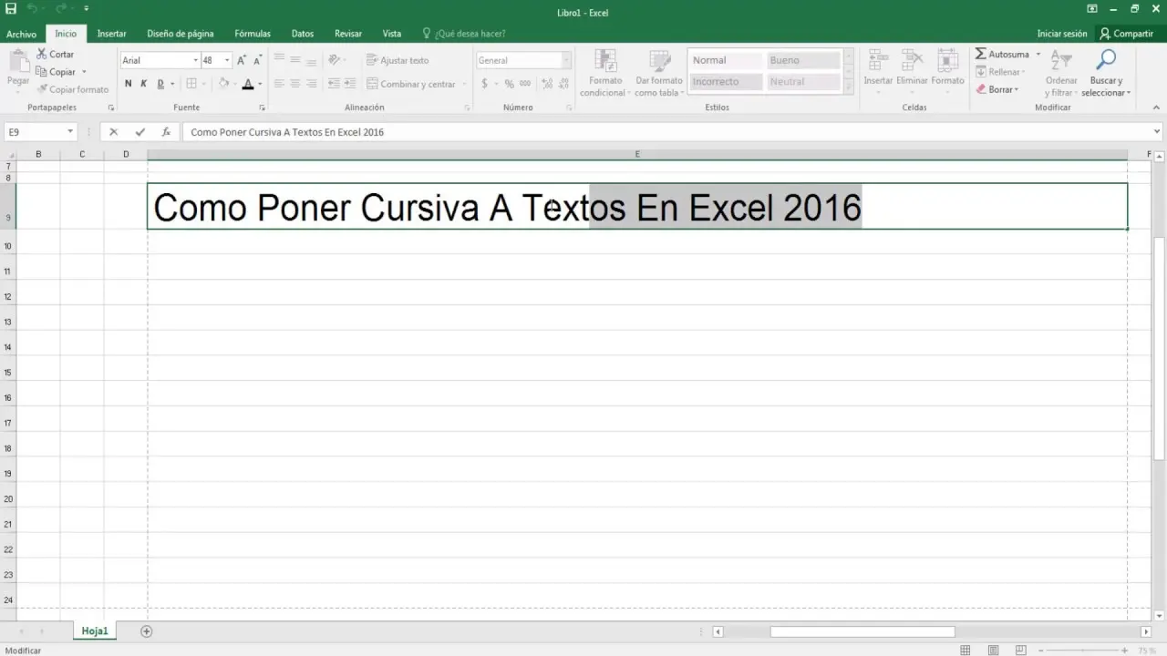 como cambiar de imprenta a cursiva en excel - Cómo cambiar el formato de escritura en Excel