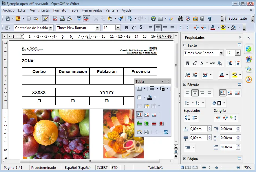 escribir en imprenta con openoffice - Cómo definir el área de impresión en OpenOffice