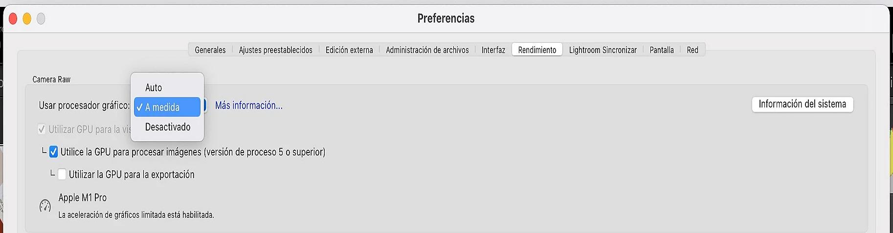 ajustar tarjeta grafica a lightroom - Cómo habilitar la GPU en Lightroom