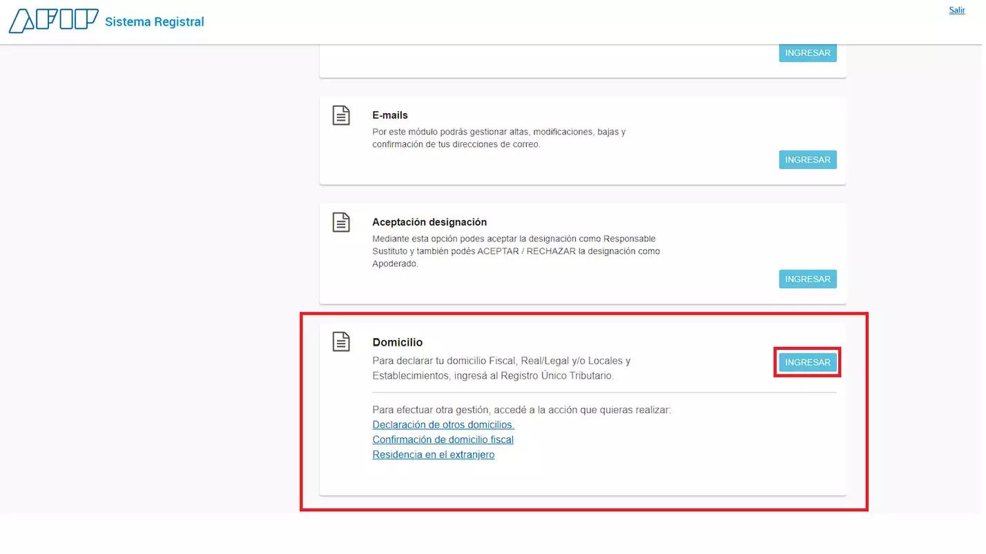 cambio de domicilio de una imprenta en la afip - Cómo modificar el domicilio fiscal por internet