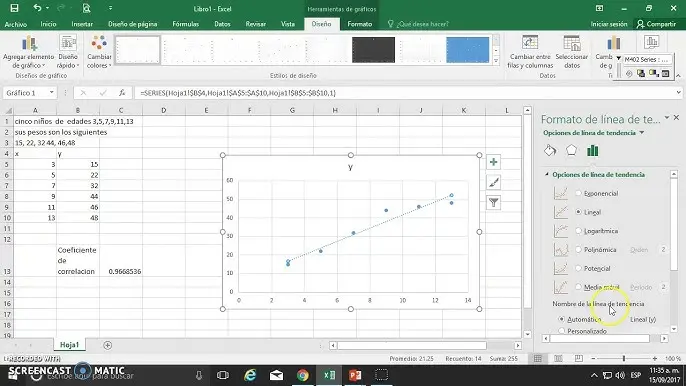 como calcular la pendiente de una grafica en excel - Cómo mostrar la pendiente de una gráfica en Excel