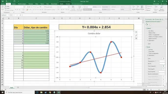 mostrar ecuacion grafica excel - Cómo mostrar una ecuación gráfica en Excel