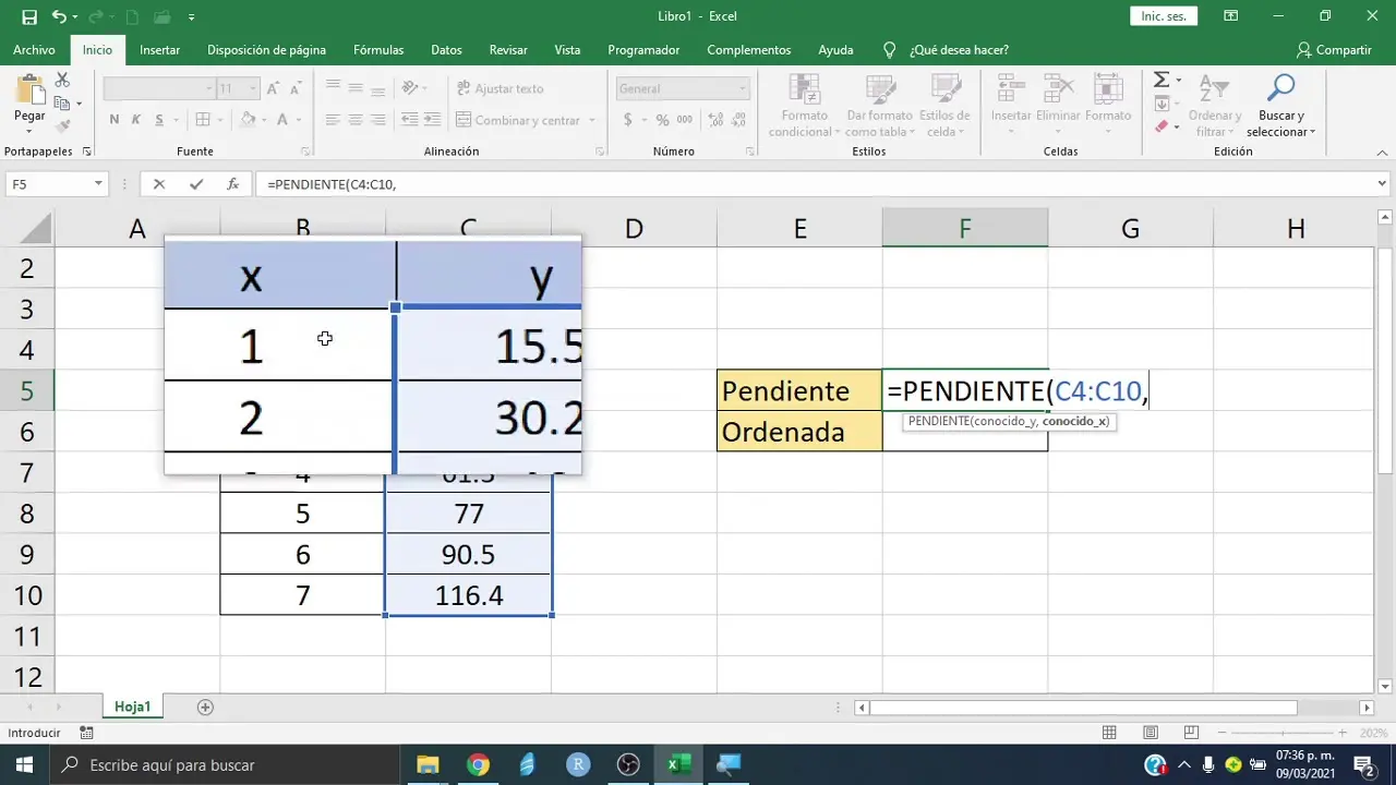 como calcular la pendiente de una grafica en excel - Cómo obtener la pendiente de una gráfica en Excel