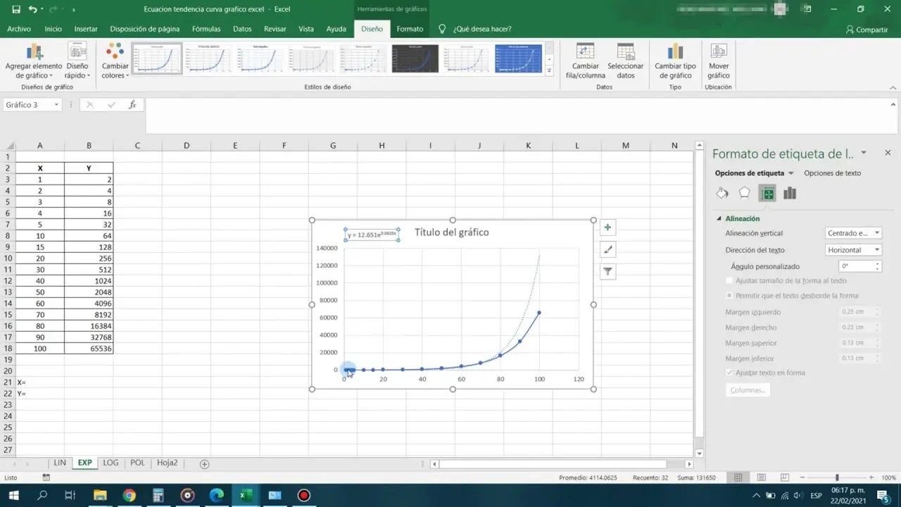 grafica de ecuaciones en excel - Cómo obtener una ecuación de un gráfico de Excel