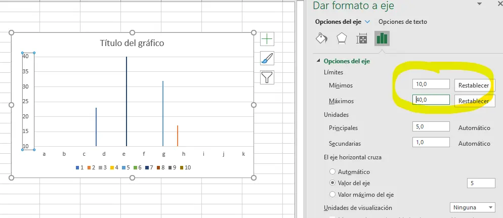 como agregar limites en una grafica de excel - Cómo poner límites en una gráfica de Excel