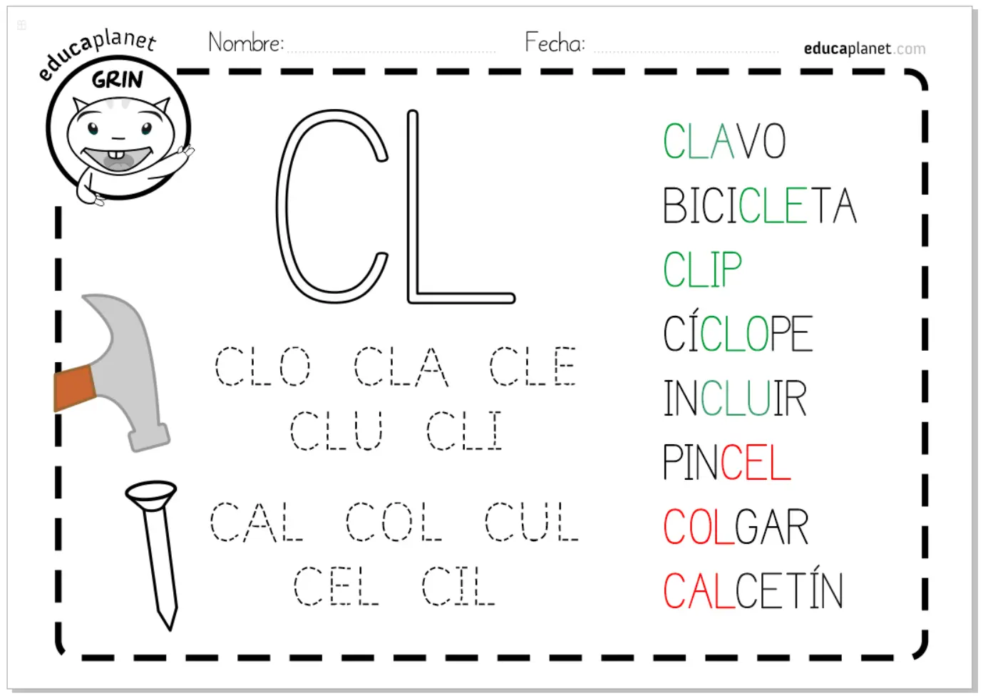 imagen con cla cle cli clo clu en imprenta mayuscula - Cómo se escribe la palabra clo