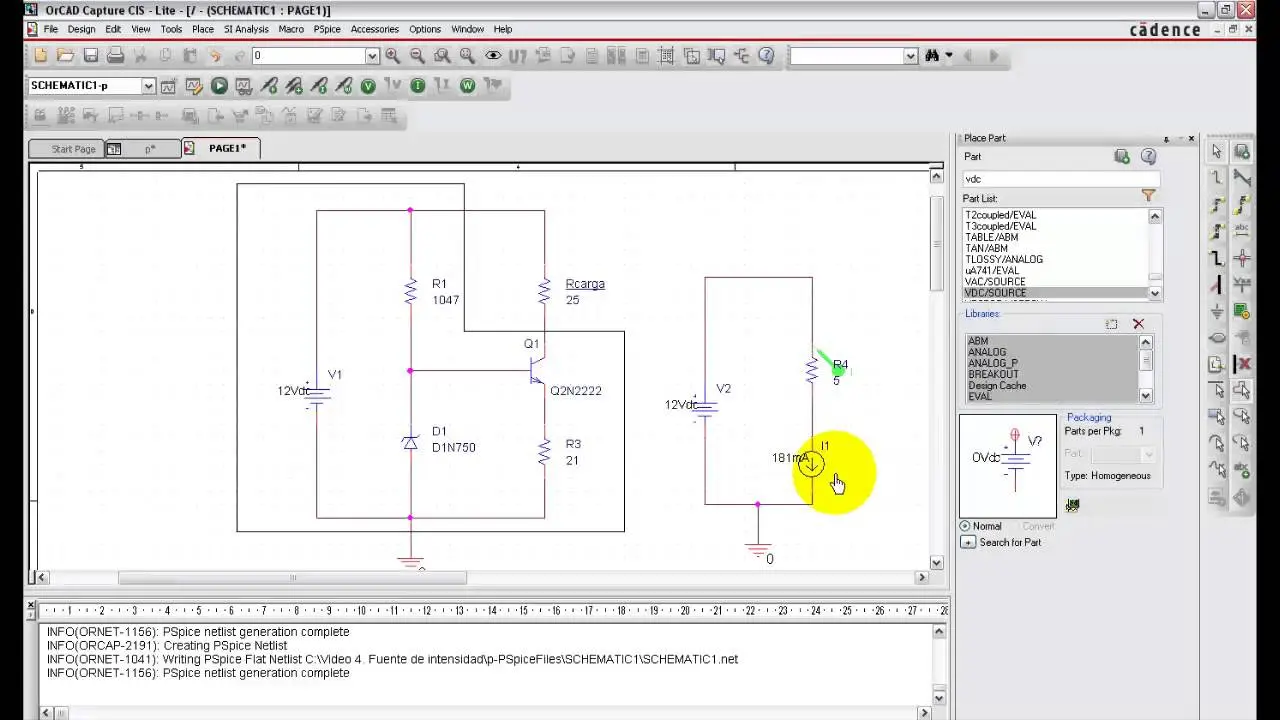 como simular grafica de corriente en orcad - Cómo simular en Orcad capture