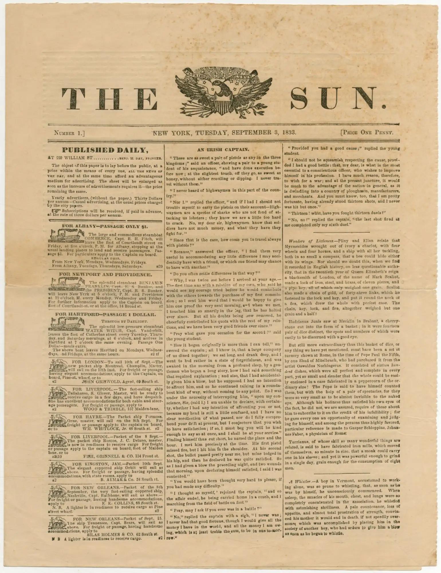 como fue la primera imprenta del diario new york sun - Es The Sun un periódico real