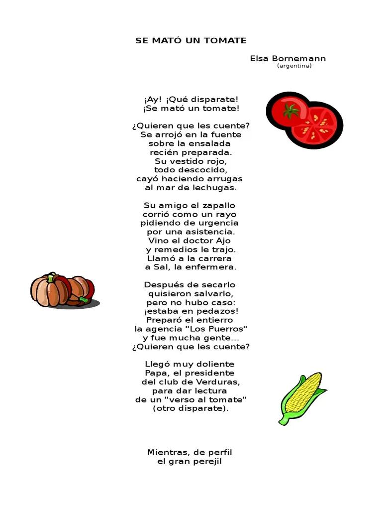 poesia se mato un tomate en imprenta mayuscula - Qué disparate se mató un tomate poema