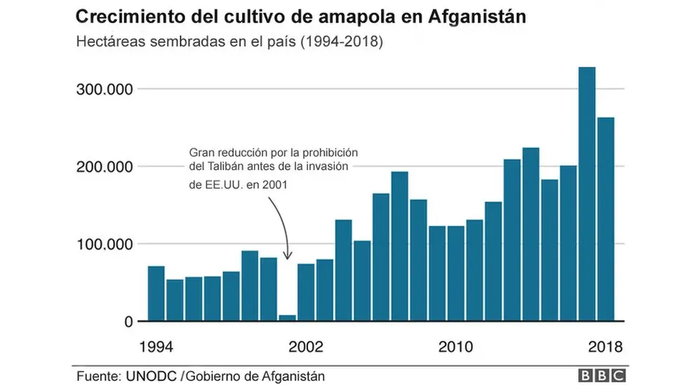 afganistan cultivo de opio grafica de erradicacion y produccion - Qué es lo que más produce Afganistán