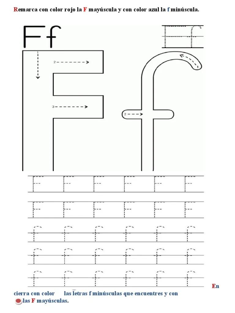actividad con la letra f mayúscula y en imprenta colorear - Qué podemos escribir con la letra F