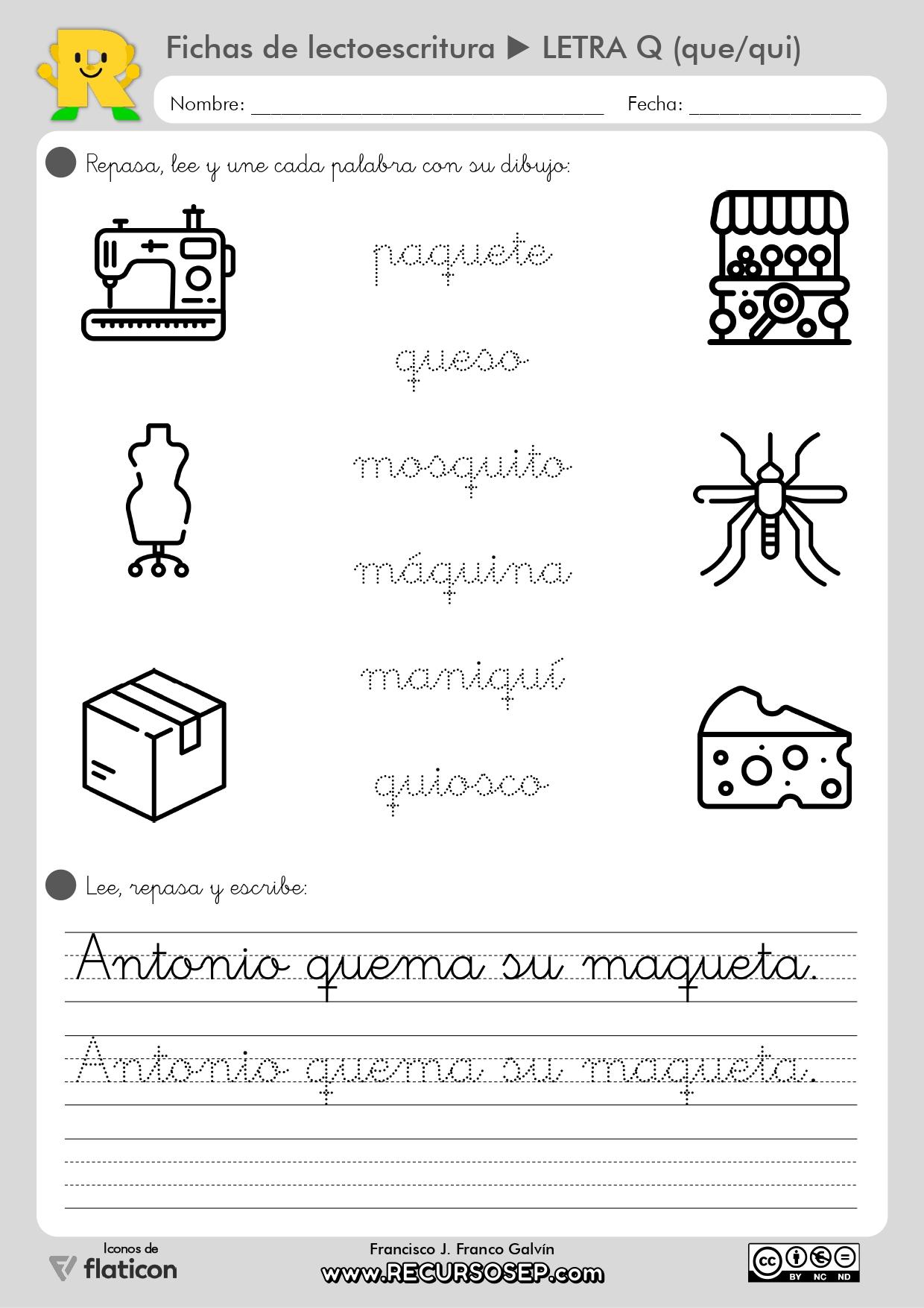 dibujos con que y qui en imprenta - Qué se puede hacer con la letra Q