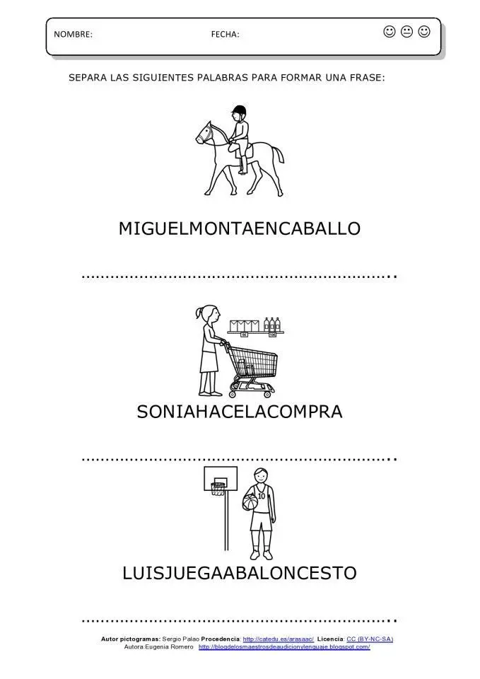 ejercicio de textos para separar palabras en imprenta primer ciclo - Qué se usa para separar palabras