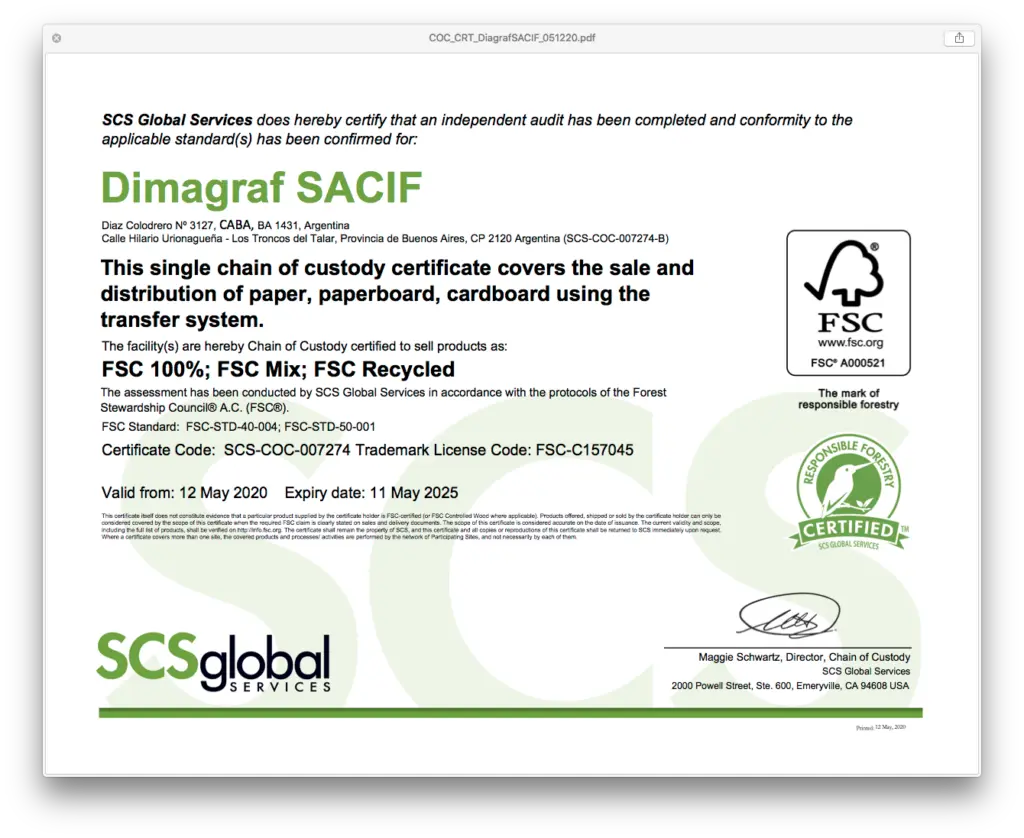 imprenta certificado fsc aregntina - Quién certifica la FSC en Argentina